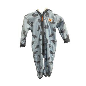 Just One You by Carters Infants Light Blue Fleece Long Sleeve Onesie with Hood S